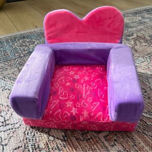 NWT Build-A-Bear Workshop Fold Out Bed Heart Chair Convertible Bed Pink Purple